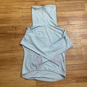 Striped sweatshirt with turtleneck drawstring